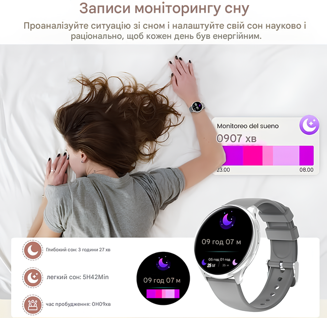 Смарт годинник жіночий UWatch Smart Melisia сталевий з двома ремінцями Сірі - зображення 4