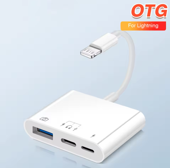 OTG переходник адаптер iOS iPhone iPad c USB флешка SSD Диск микрофон Lightning Type-C айфон Белый - Фото 4 OTG переходник адаптер iOS iPhone iPad c USB флешка SSD Диск микрофон Lightning Type-C айфон Белый - изображение 4