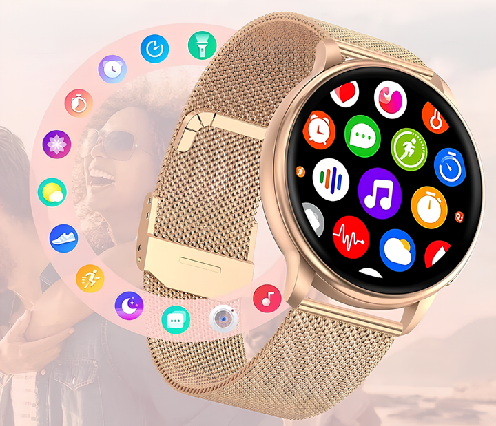 Смарт часы женские UWatch Melisia стальные с двумя ремешками водонепроницаемые Розовый - изображение 4