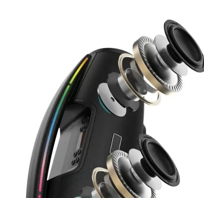 Колонка портативная BKK B100 Bluetooth с микрофоном, RGB-подсветкой и глубоким басом 20 Вт. - изображение 6