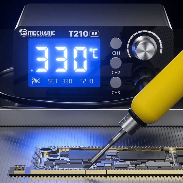 Паяльна станція Mechanic T210 SE з цифровим дисплеєм і термостатичним контролем, автоматичним режимом сну - изображение 3