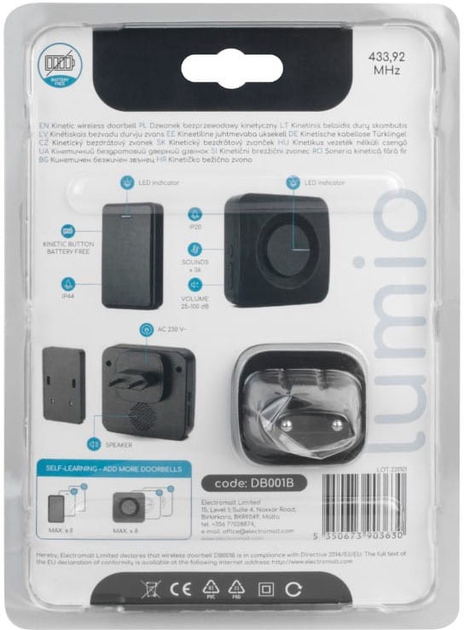 Бездротовий дверний дзвінок Lumio DB001B Black (5350673903630) - зображення 11