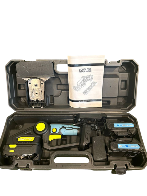 Ножницы-кусторез аккумуляторный 48V/6AP 2 в 1 Krafftec Germany кусторез для обрезки кустов и газона с 2 насадками - изображение 6