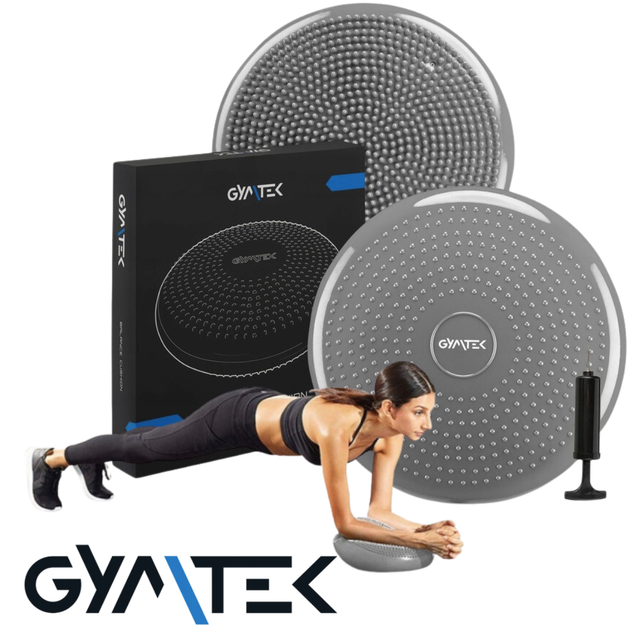 Балансировочная подушка Gymtek серая с насосом: Массажная, 33 см, до 150 кг. Для фитнеса, йоги, реабилитации, офиса - изображение 5