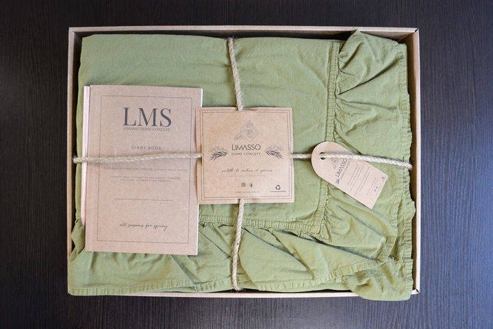 Постільна білизна Limasso Stonewashed Exclusive Ranforse сімейний Olive - зображення 5