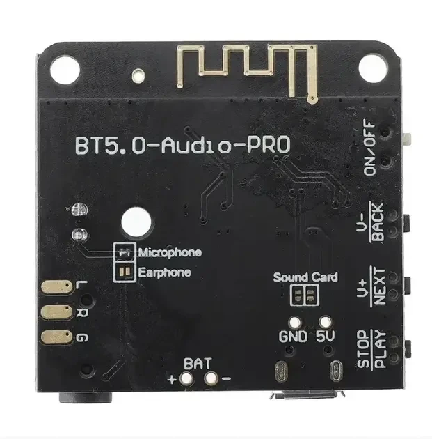 Стерео аудио модуль 3,7-5В, 90 Дб, Bluetooth 5.0 до 15м, гнездо AUX - Фото 4 Стерео аудио модуль 3,7-5В, 90 Дб, Bluetooth 5.0 до 15м, гнездо AUX - изображение 4
