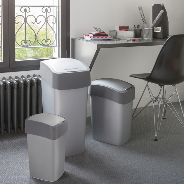 Кошик для сміття Curver Flip Bin срібно-графітовий 25 л (3253922171038) - зображення 3