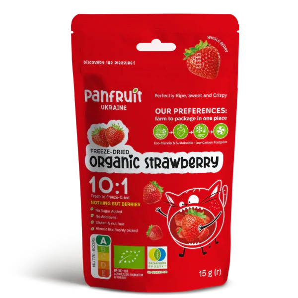 Сублимированная клубника целая органическая – Panfruit, 15 г - Фото 2 Сублимированная клубника целая органическая – Panfruit, 15 г - изображение 2