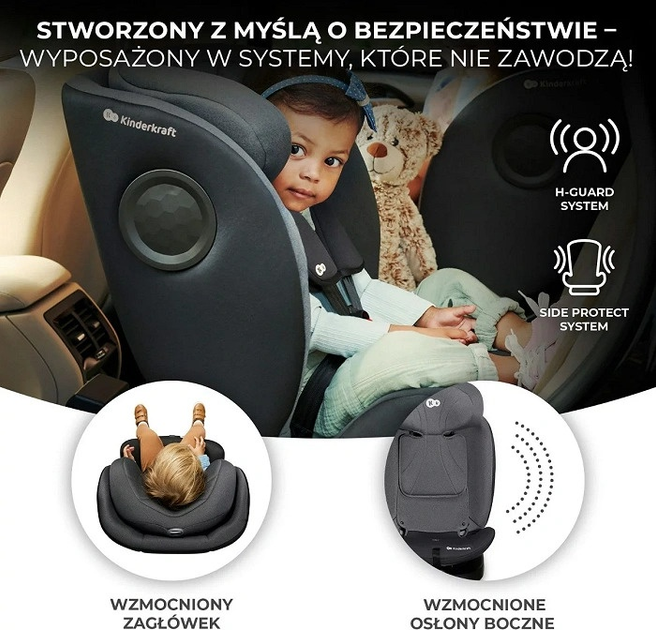 Fotelik samochodowy Kinderkraft I-360 i-Size Grey (KCI36000GRY0000) - obraz 9
