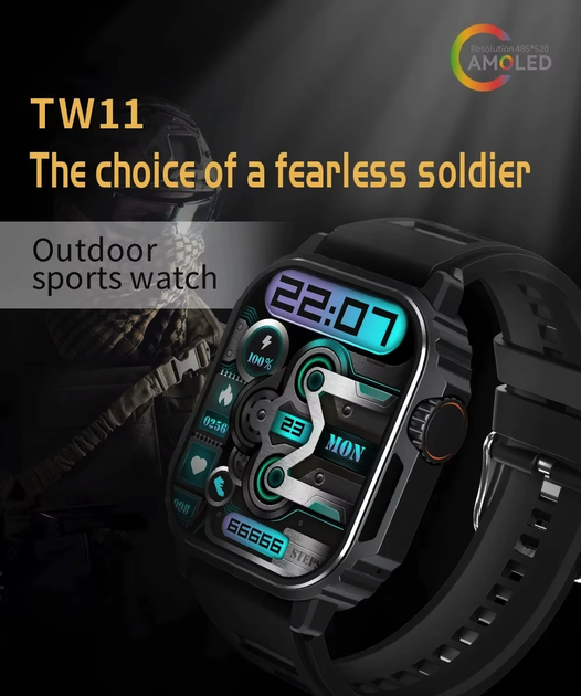 Смарт-годинник VHG TW11 Smart Watch 2.1” AMOLED, Black - изображение 2