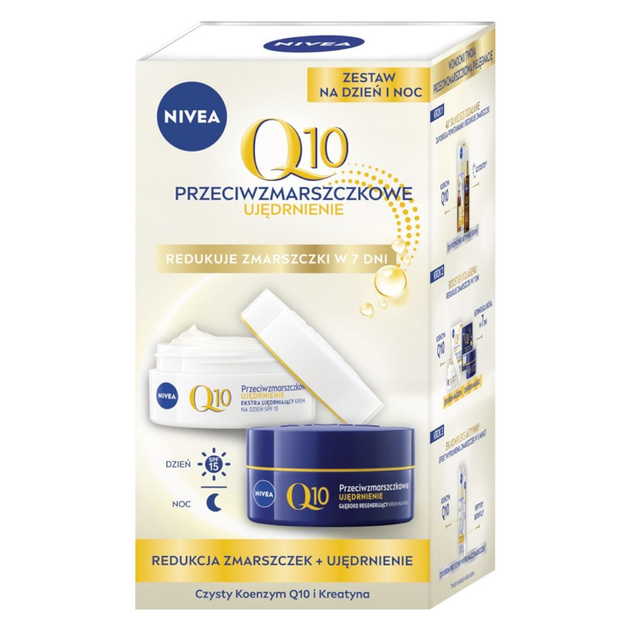 Zestaw do pielęgnacji twarzy Nivea Q10 Krem na dzień przeciwzmarszczkowy 50 ml + Krem na noc ujędrniający 50 ml (5900017095066) - obraz 1