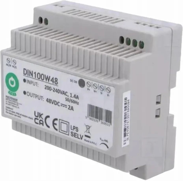 Трансорматор до ламп POS DIN Rail PSU 48V/2A (DIN100W48) - зображення 1
