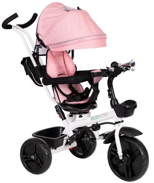 Триколісний велосипед EcoToys з поворотним сидінням 360°JM-322 Рожевий (5903769974221) (955555911835823) - Уцінка - зображення 1