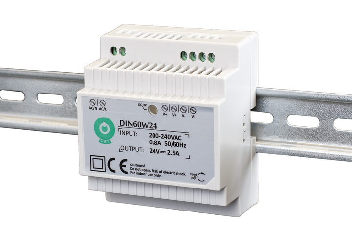 Трансорматор до ламп POS DIN Rail PSU 24V/2.5A (DIN60W24) - зображення 1