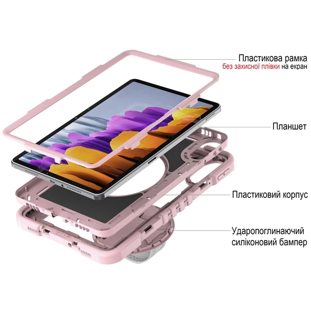 Противоударный чехол Carbon Capsule с подставкой 360° и ремешком на Xiaomi Redmi Pad 2 4G / Wi-Fi 11" (Розовый) - Фото 5 Противоударный чехол Carbon Capsule с подставкой 360° и ремешком на Xiaomi Redmi Pad 2 4G / Wi-Fi 11" (Розовый) - изображение 5