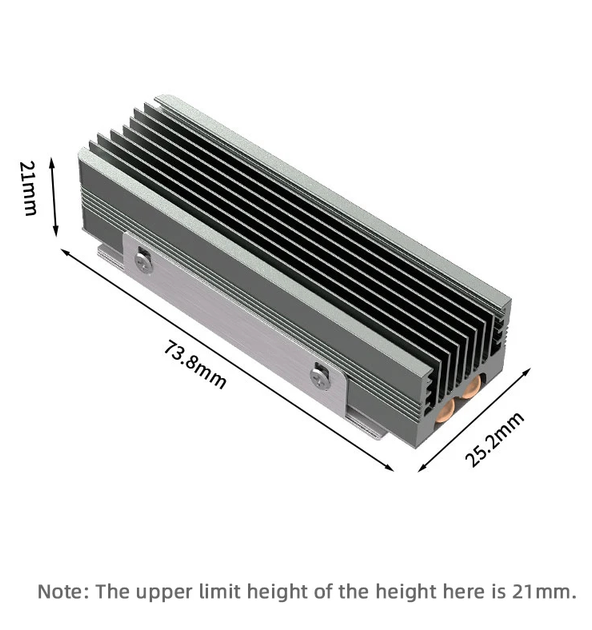 Радиатор охлаждения SSD M.2 NVMe 2280 с 2 медными трубками (CL-SSD V3), 21 мм, алюминиевый + медь, охлаждение ссд - изображение 5