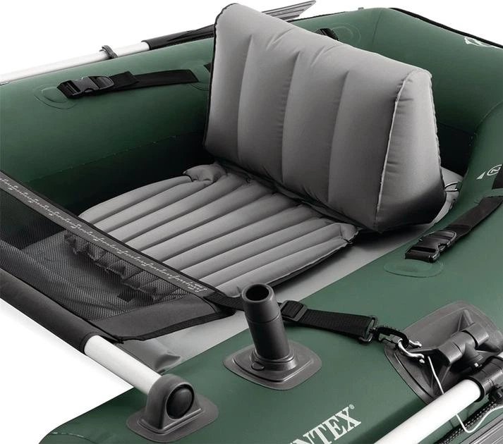 Лодка рыбацкая надувная Intex 68381 Big Catch Pro одноместная с Super Tough 165х120х38см с веслами и ручным насосом Зеленый (33-9-68381) - изображение 6