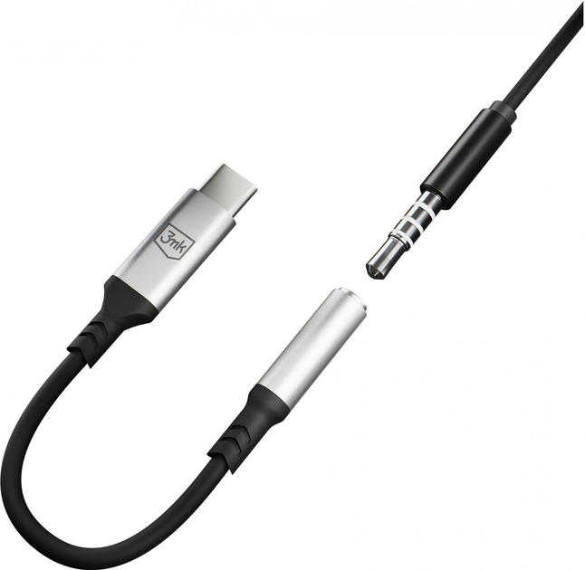 Adapter 3MK USB-C - miniJack Black-Silver (5903108518055) - obraz 6