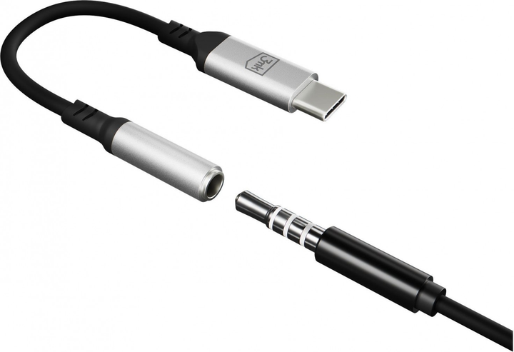 Adapter 3MK USB-C - miniJack Black-Silver (5903108518055) - obraz 7
