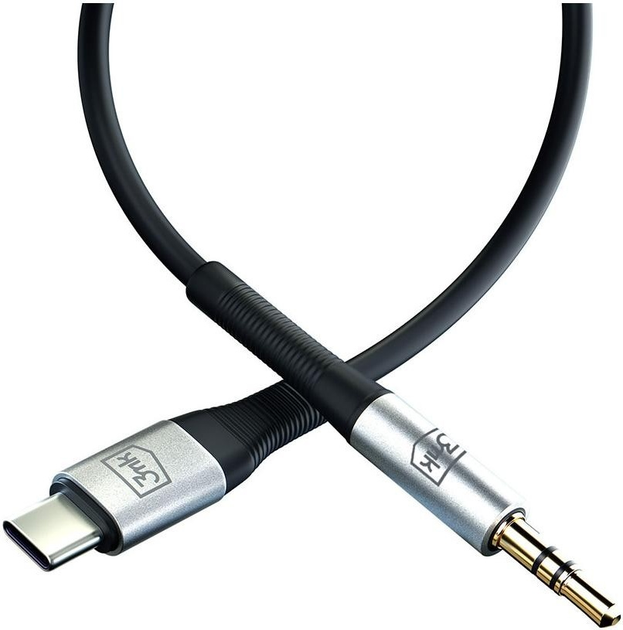 Кабель 3MK AUX USB-C - Jack 3.5 mm 1 m Black (5903108528788) - зображення 7