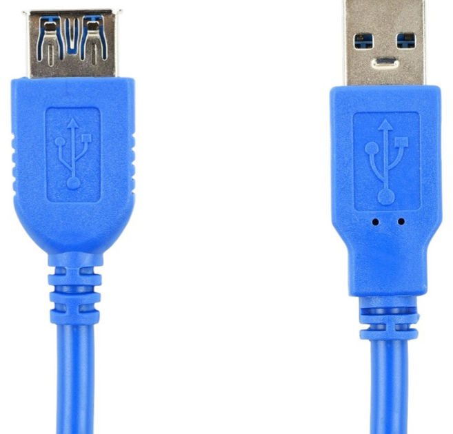 Kabel Accura USB Type-A - USB Type-A 1.8 m M/F Blue (5904726952276) - obraz 1
