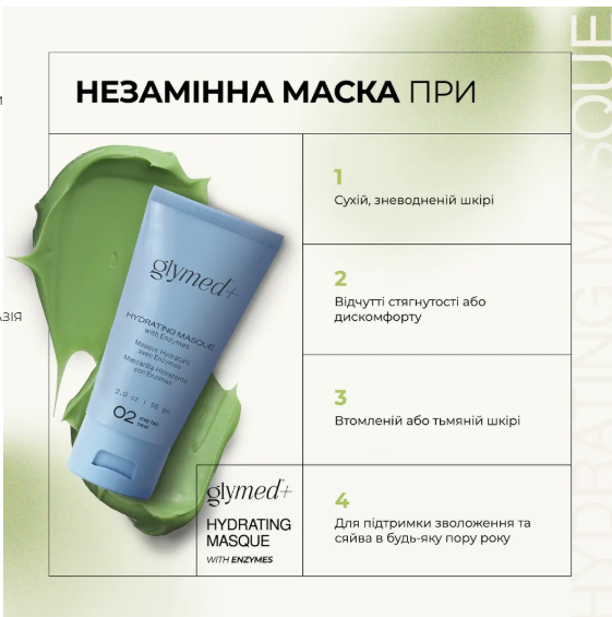 GlyMed Plus Hydrating Masque with Enzymes – Ультразволожувальна ферментна маска з ензимами, 30 мл - Фото 3 GlyMed Plus Hydrating Masque with Enzymes – Ультразволожувальна ферментна маска з ензимами, 30 мл - зображення 3