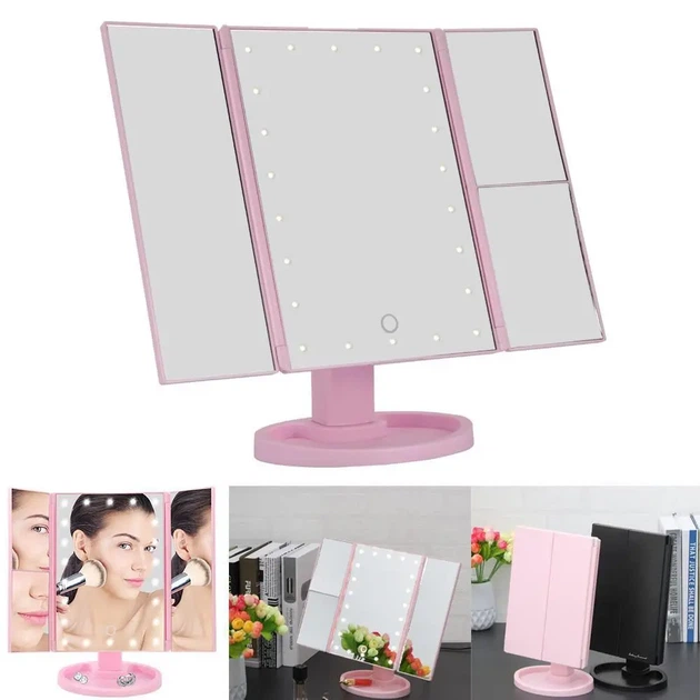 Зеркало тройное для макияжа Superstar Magnifying Mirror с led подсветкой 24 x 16 см 22 лампочки - изображение 9