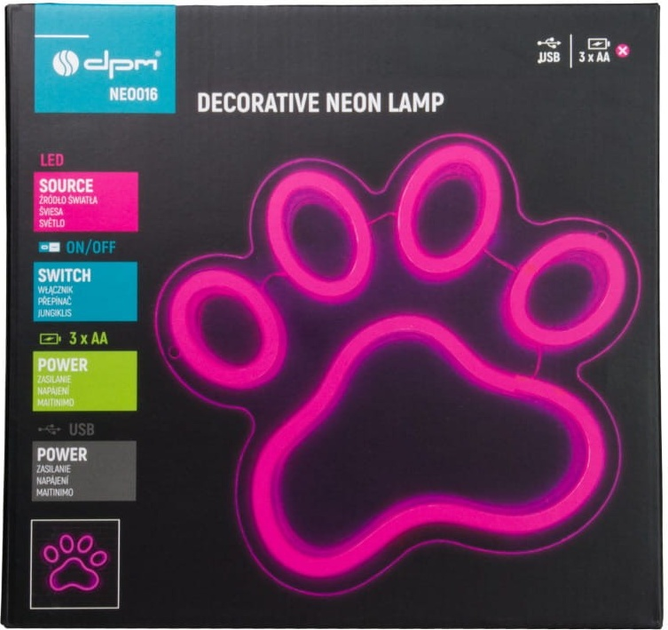 Dekoracyjny neon LED DPM Łapa 25 x 22 cm (5906881229330) - obraz 6