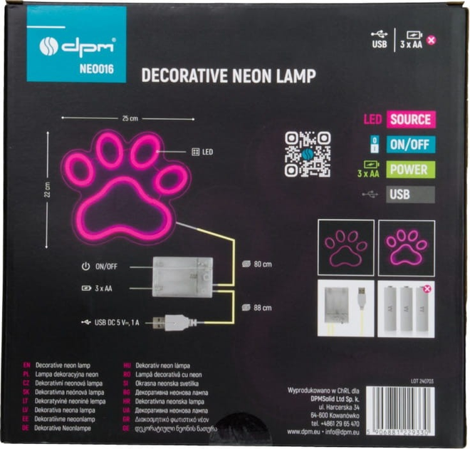 Dekoracyjny neon LED DPM Łapa 25 x 22 cm (5906881229330) - obraz 7