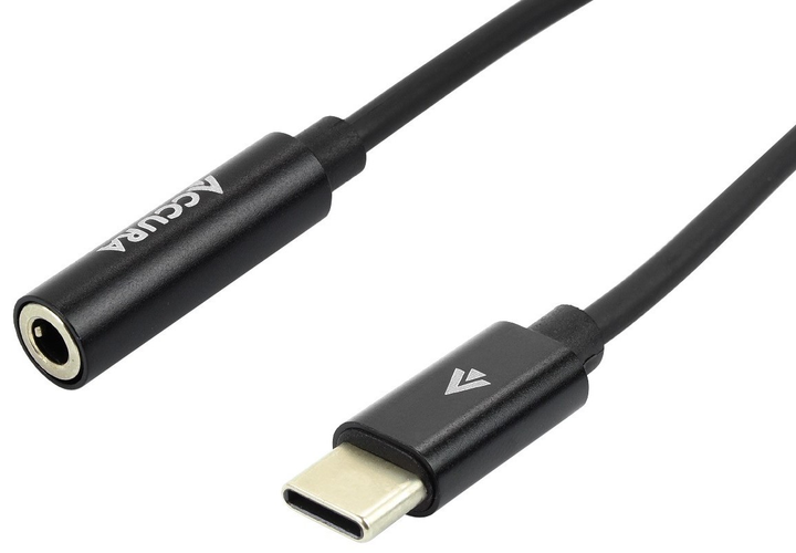 Kabel Accura USB Type-C - 3.5 mm (mini-Jack) 0.11 m M/F Black (5904726953563) - obraz 1