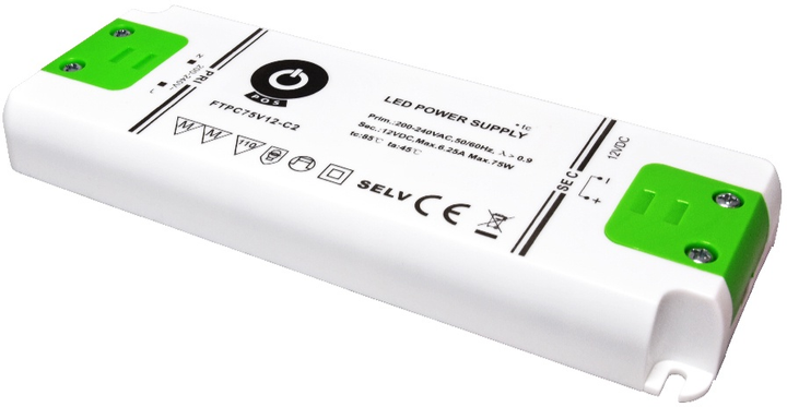 Блок живлення POS LED Driver 12В/6.25A CV ultra slim 160 x 58 x 18 mm FTPC75V12-C2 (5902135133651) - зображення 1