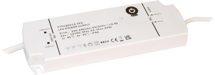 Zasilacz POS LED Driver 12V/5A CV IP44, II-gen FTPC60V12-FP2 (5902135154526) - obraz 1