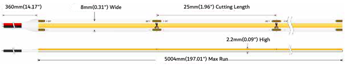 Profesjonalna tasma LED MW Lighting UQS COB 8 W/m 12V 320LED 3000K CRI90 IP20 5m (5902135158906) - obraz 3
