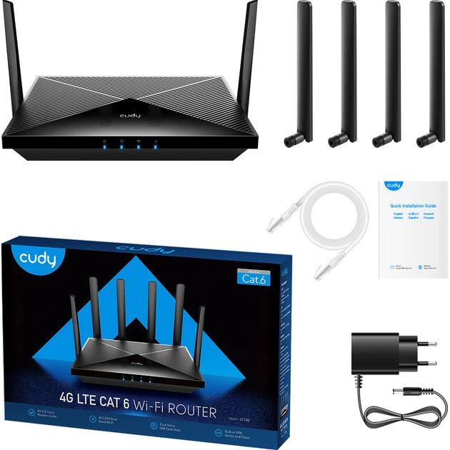 Маршрутизатор Cudy LT700 AC1200 Wi-Fi 4G LTE-Cat6 Dual Sim Gigabit Router до 867 Mbps, 2.4 ГГц + 5 ГГц, 4хLAN - изображение 5