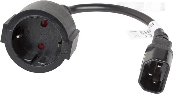 Adapter Lanberg C14 - Schuko 0.2 m Black (CA-C14E-10CC-0018-BK) - obraz 1
