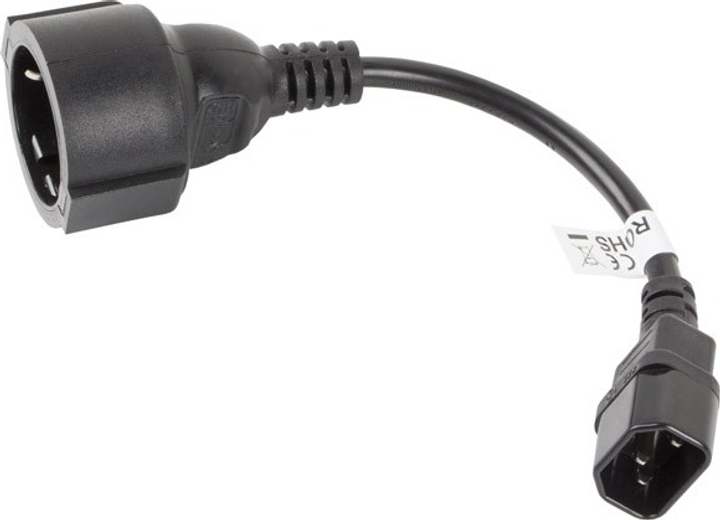 Adapter Lanberg C14 - Schuko 0.2 m Black (CA-C14E-10CC-0018-BK) - obraz 3
