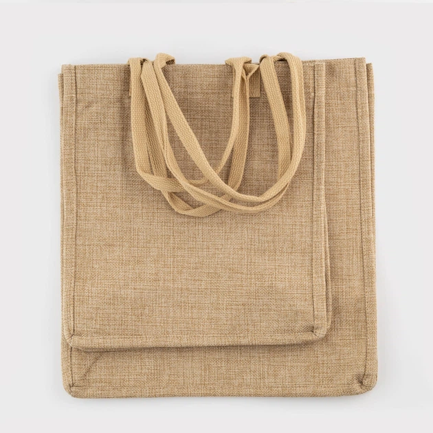 Сумка для сублімації (Tote bag) бежева лляна 25*27,5*9,5 см (12124) - зображення 6