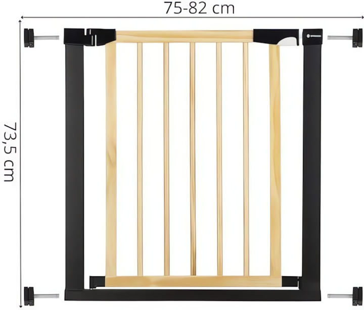 Bramka ochronna Springos brązowo-czarna 75-82 cm (5907719470535) - obraz 4