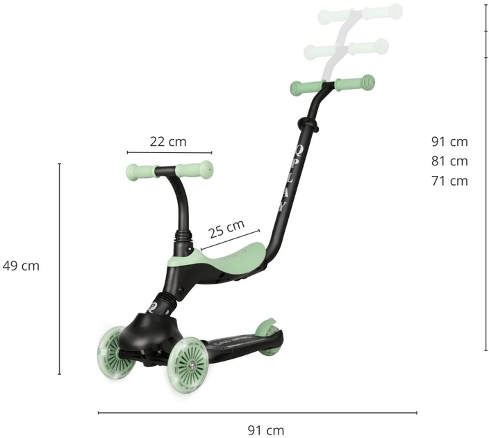 Hulajnoga dziecięca Qplay Sema Evo 3 w 1 Green (6309) (5061047482032) - obraz 10