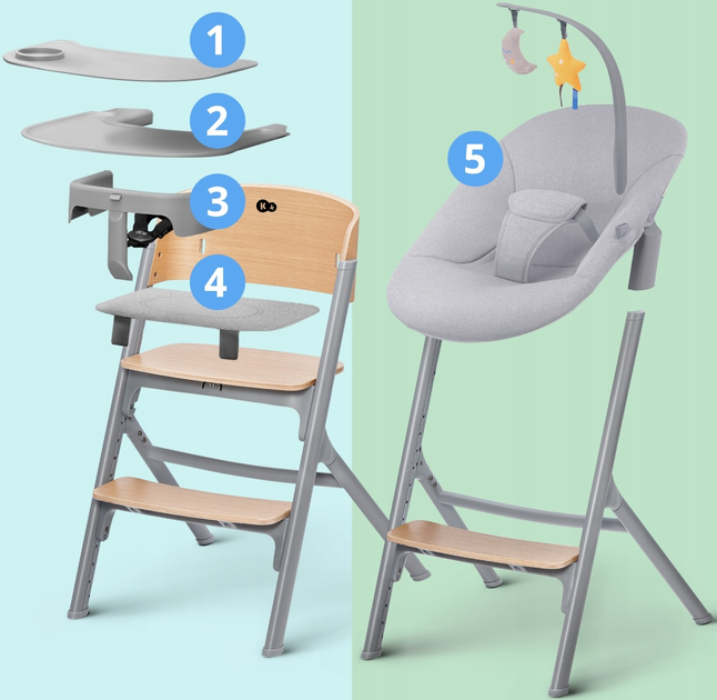 Дерев'яний стільчик для годування Kinderkraft Livy Oak з гойдалкою Calmee (5902533919031) - зображення 9