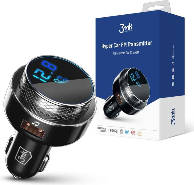 Transmiter FM 3MK Hyper Car FM Transmitter Black (5903108464581) - obraz 2