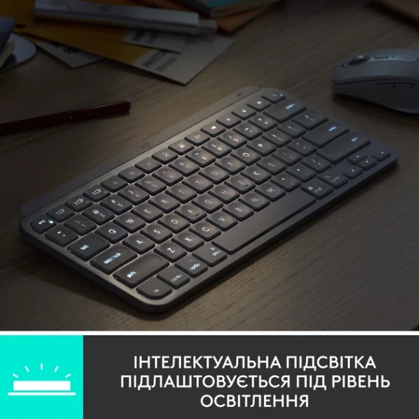 Клавиатура Logitech mx Keys Mini For Mac Minimalist Wireless Illuminated Pale Grey (920-010526) - изображение 4
