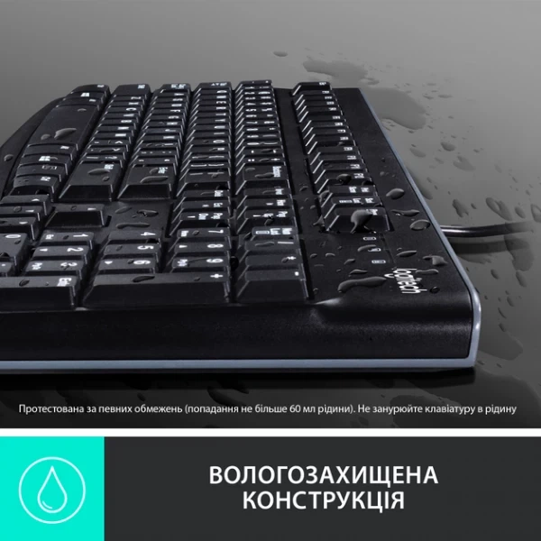 Клавіатура Logitech k120 (920-002643) Black, usb, стандартна, українська розкладка - зображення 5