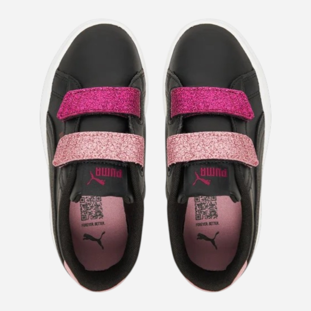 Дитячі кеди для дівчинки Puma Smash 3.0 L Glitter Velcro V PS 39560907 27.5 (9.5UK) Чорні (4069156882287) - зображення 4