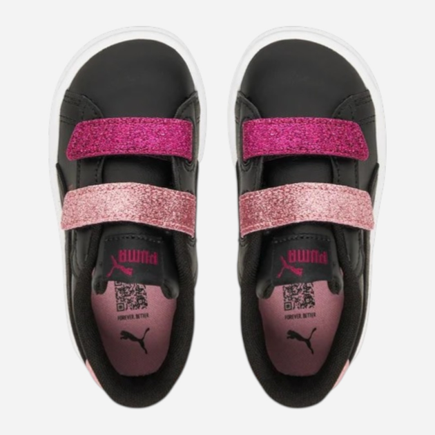 Дитячі кеди для дівчинки Puma Smash 3.0 L Glitter Velcro V Inf 39561007 25 (8UK) Чорні (4069156920798) - зображення 4