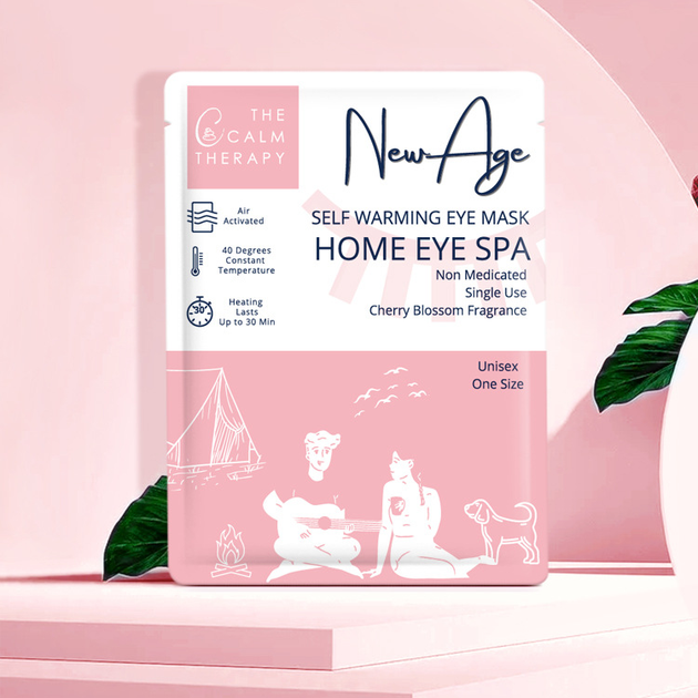 Паровая маска для глаз The Calm Therapy New Age согревающая одноразовая с ароматом вишневого цвета розовая - изображение 5