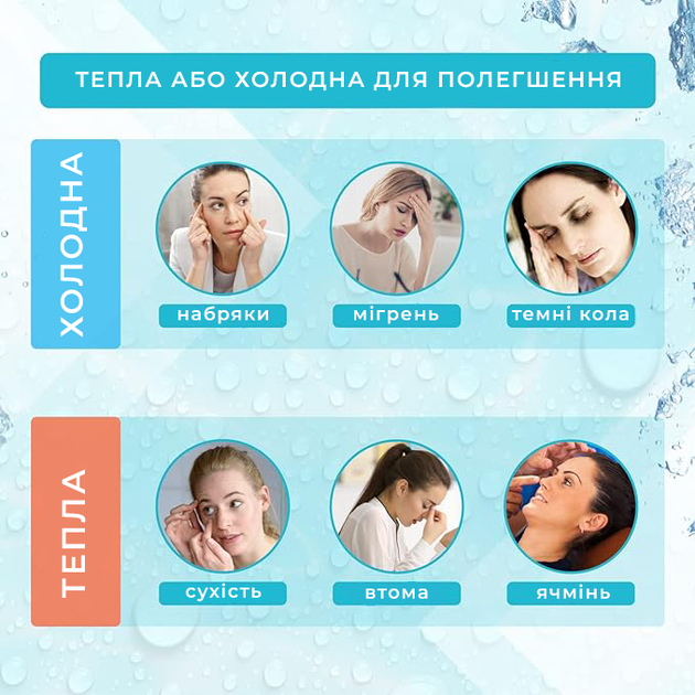 Гелевая маска для лица с охлаждающим и согревающим эффектом, с липучками, голубая - изображение 4