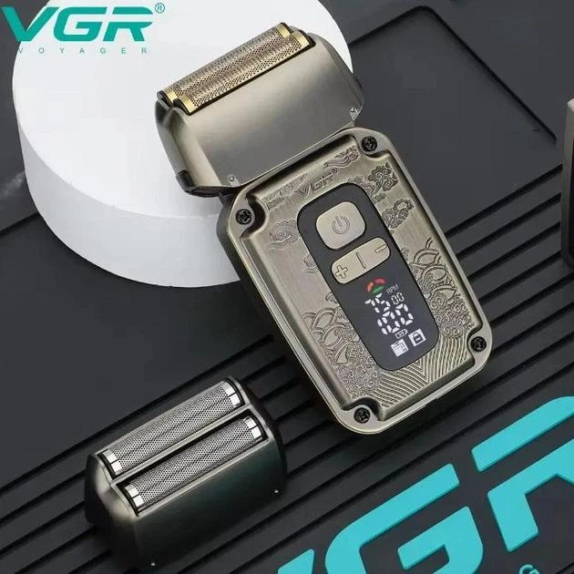 Професійна водонепроникна IPX6 електробритва з триммером для окантовки та USB VGR V-337 Pro Золотистий + Щітка - Фото 5 Професійна водонепроникна IPX6 електробритва з триммером для окантовки та USB VGR V-337 Pro Золотистий + Щітка - изображение 5