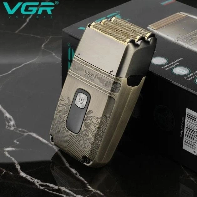 Професійна водонепроникна IPX6 електробритва для стрижки бороди та вусів з USB VGR V-335 Pro Золотистий + Чохол для зберігання - изображение 2