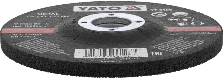 Tarcza do szlifowania metalu YATO 125 x 8 mm YT-6126 (5906083961267) - obraz 2